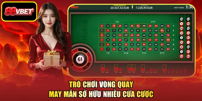 Trò chơi vòng quay may mắn sở hữu nhiều cửa cược